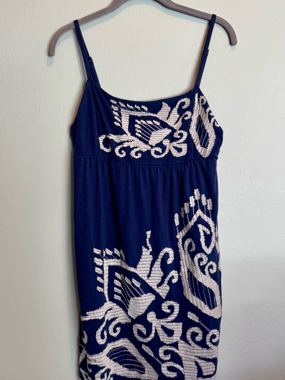 INC International Concepts Navy and White Patterned Maxi Dress